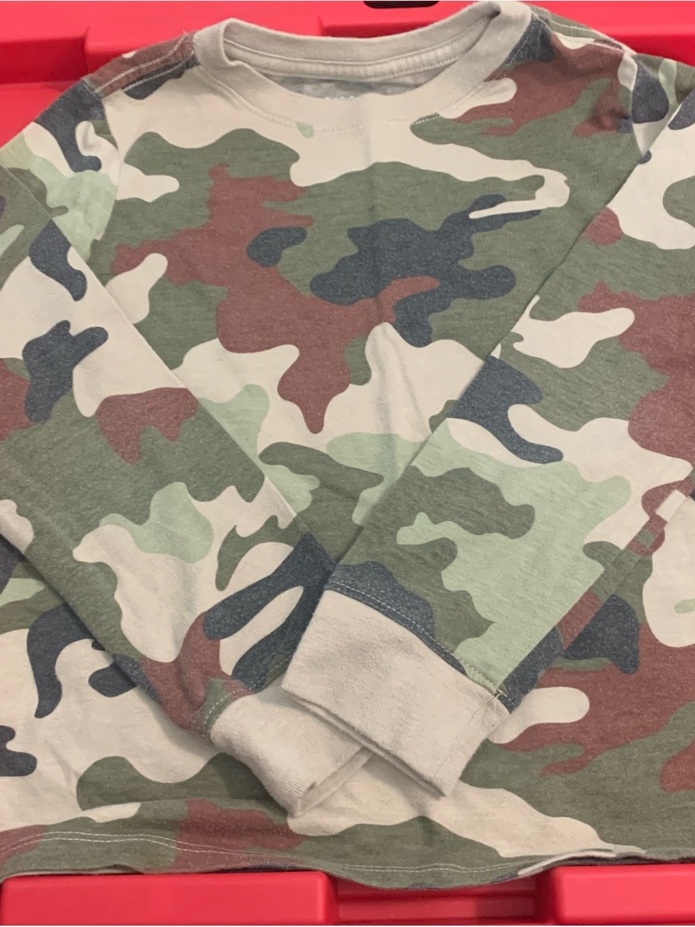 Cat & Jack Green, Olive, Navy & Tan Camo Long-Sleeve Tee